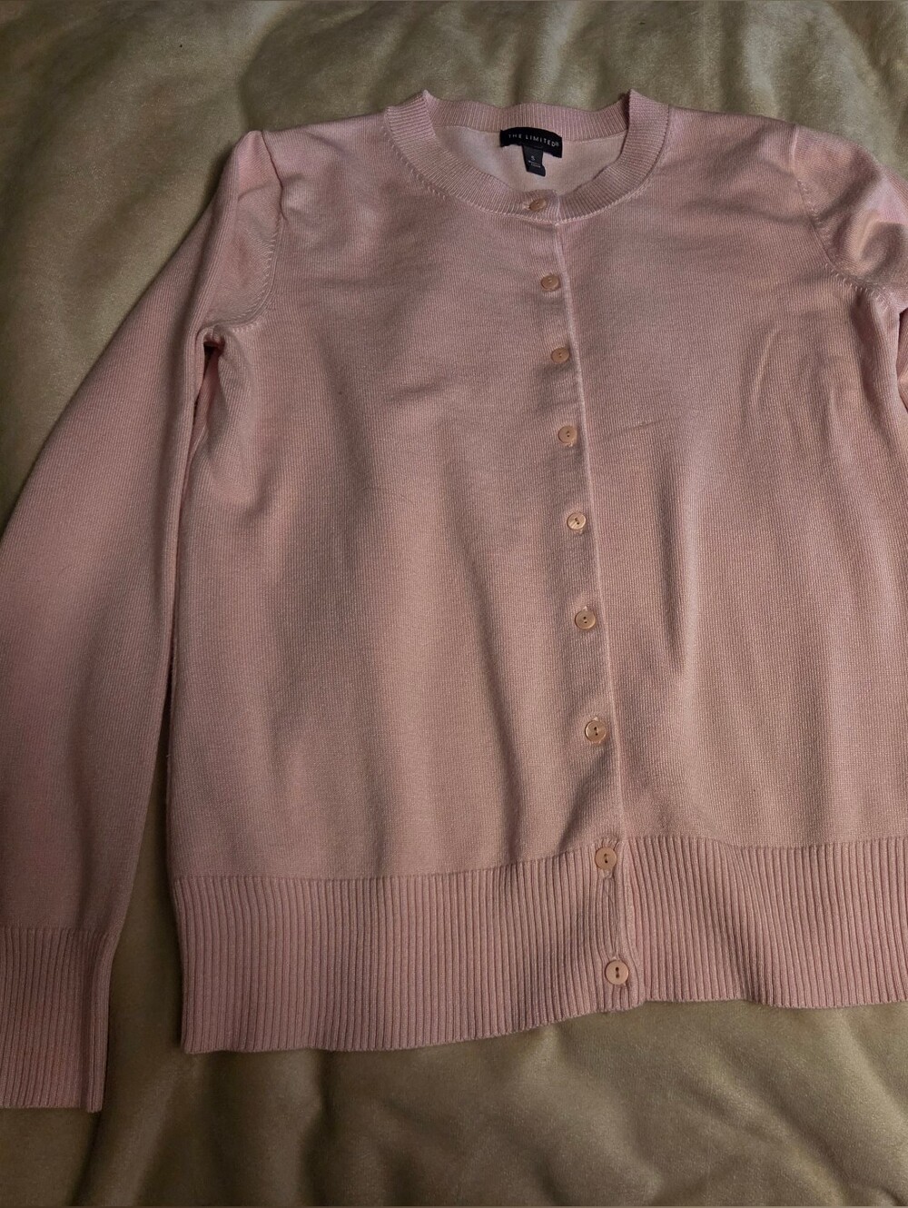 The Limited Soft Pink Button-Up Cardigan